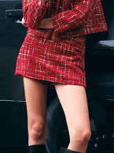 Eleganter Tweed-Freizeithosenrock mit karierter Textur